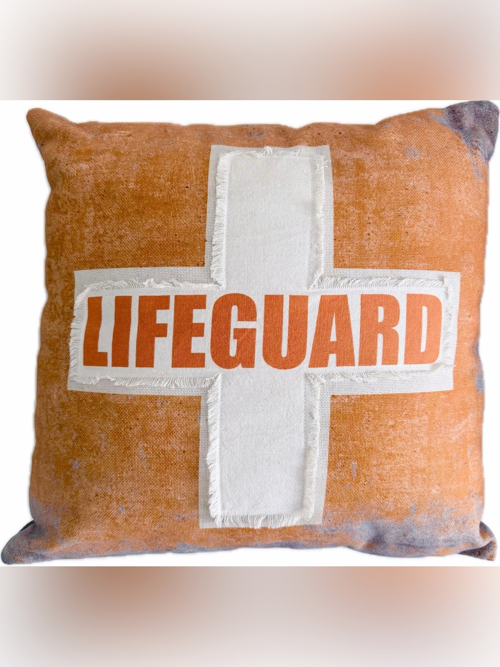 18”X18” Lifeguard Cross Decorative Pillows - Orange & White 2 Pack
